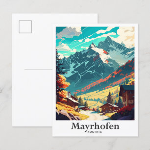 Carte Postale Mayrhofen Autriche Illustration du Vintage voyage