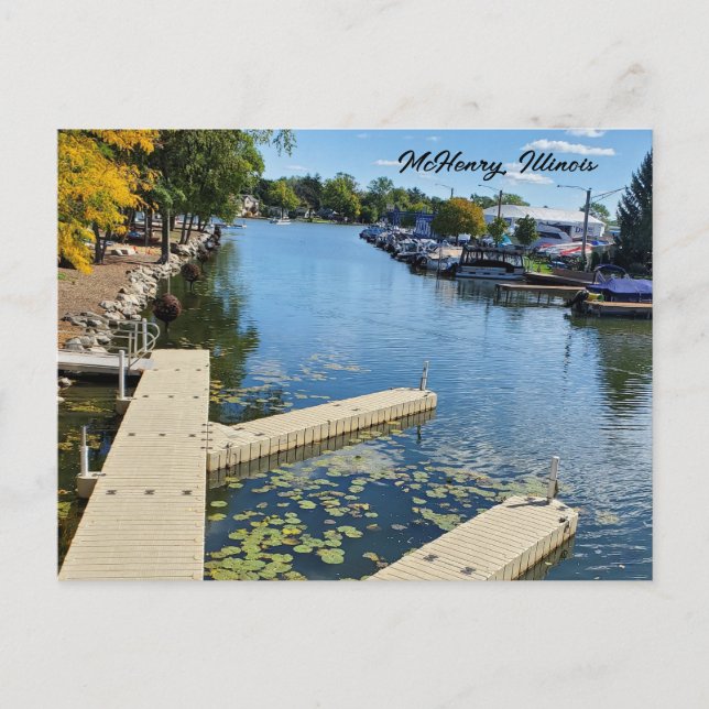 Carte Postale McHenry, Illinois Fox River Boatway (Devant)