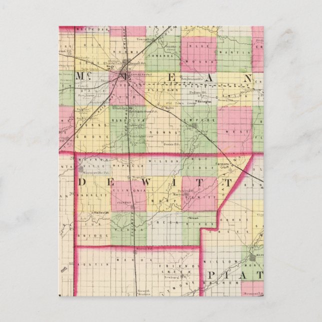 Carte Postale McLean, De Witt, Comtés de Piatt (Devant)