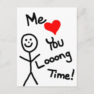 Carte Postale Me Love You Stick Person Cartoon