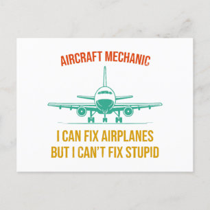 Carte Postale mécanicien d'avion je peux réparer les avions mais