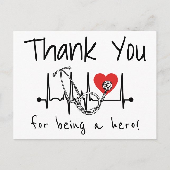 Carte Postale Médecin infirmier Stéthoscope Merci de santé en so (Devant)
