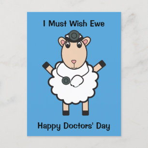 Carte Postale Médecins Jour Moutons Souhaitent Ewe Drôle Personn
