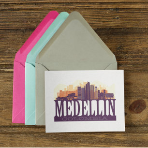 Carte Postale Medellin Colombia Skyline City Souvenir