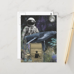 Carte Postale Médias mixtes d'astronaute océanique