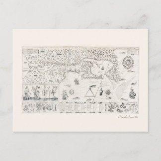 Carte Postale Medieval World Map Québec Nouvelle-France America