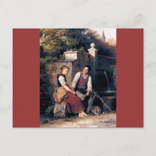 Carte Postale Médiévale Amour Femme Homme peinture romantique