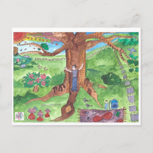 Carte Postale Medilludesign - Accrochez un arbre pour encourager (Devant)