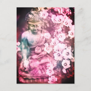 Carte Postale *~* Méditation Bouddha Zen Méditer Fleurs Rose