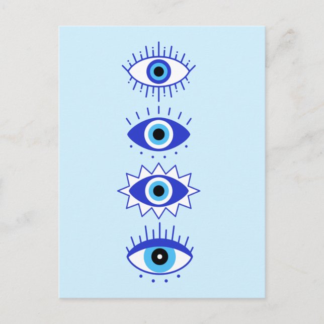 Carte Postale Méditation de l'énergie du mal bleu Hamsa Mystical (Devant)