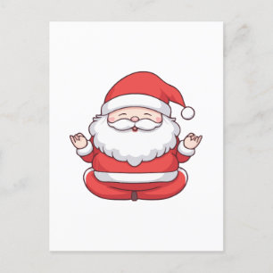 Carte Postale Méditation drôle Kawaii Père Noël Yoga