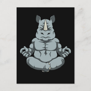 Carte Postale Méditation Hommes Rhinoceros Yoga Cadeau Namaste R