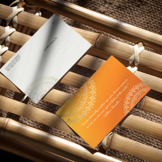 Carte Postale Méditation Yoga Professeur Orange Gold Mandala Cit (Créateur téléchargé)