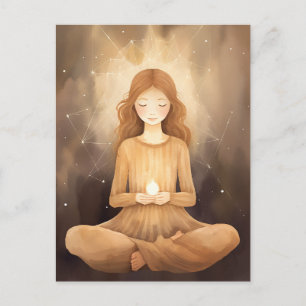 Carte Postale Méditer Yoga Neutre Terre Tons Beige Brown