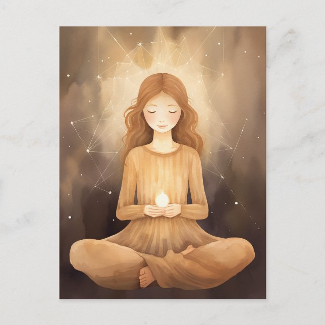 Carte Postale Méditer Yoga Neutre Terre Tons Beige Brown (Devant)