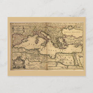 Carte Postale Mediterranean Sea Map (1685)