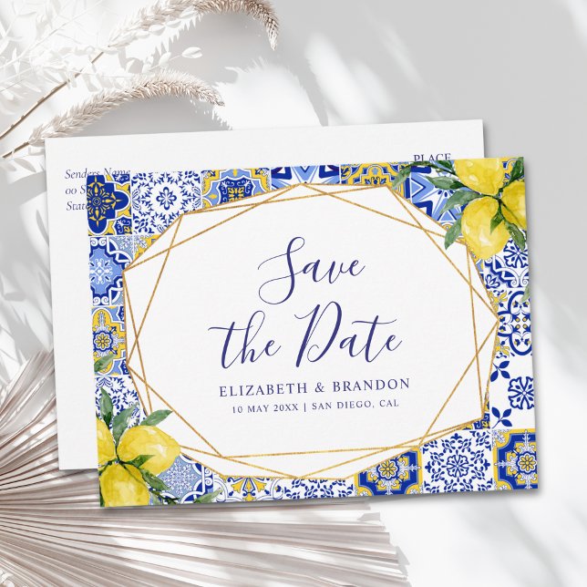 Carte Postale Mediterranean Tile Wedding with Lemons (Créateur téléchargé)