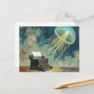 Carte Postale Méduse et machine à écrire
