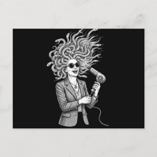 Carte Postale Méduse Moderne Utilisant un Sèche-Cheveux Humour M