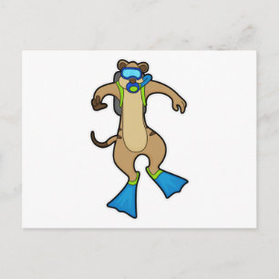 Carte Postale Meerkat à la plongée avec lunettes de natation