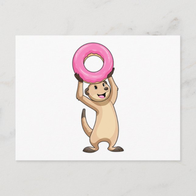 Carte Postale Meerkat avec Donut (Devant)