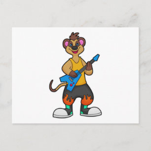 Carte Postale Meerkat comme musicien avec guitare