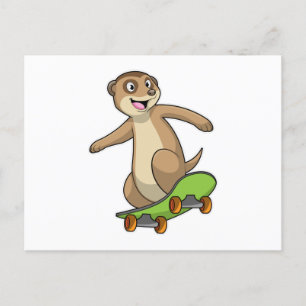 Carte Postale Meerkat comme Patineur avec Skateboard