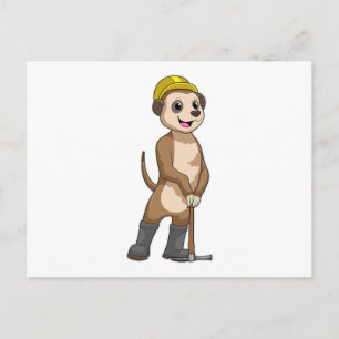 Carte Postale Meerkat en tant que mineur avec Pickaxe