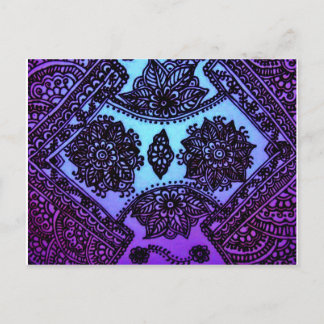 Carte Postale Mehndi Henna Blue Mix