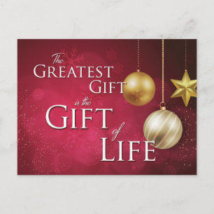 Carte Postale Meilleur cadeau, Don de vie, donateur, Noël