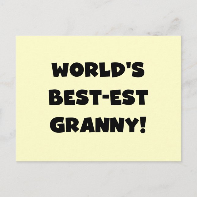 Carte Postale Meilleur cadeau Granny Black Text Tshirts du monde (Devant)