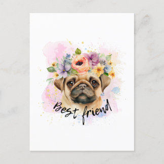 Carte Postale Meilleur carlin ami pour les chiens et les amateur