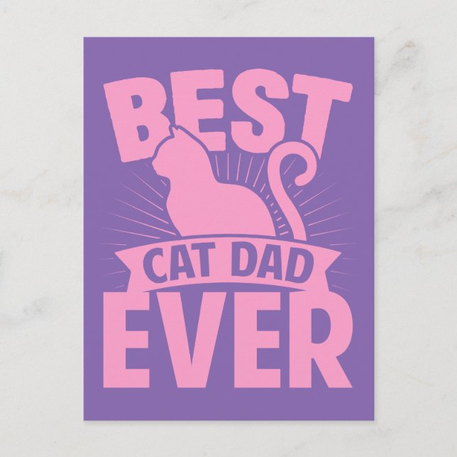 Carte Postale Meilleur Chat Papa Jamais - Chat Silhouette (Devant)
