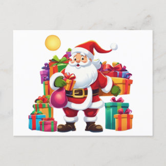 Carte Postale meilleur design de Noël père Noël et nouvelle anné