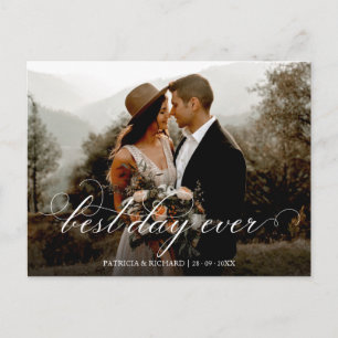 Carte Postale Meilleur Jour Jamais Élégant Mariage Merci Photo