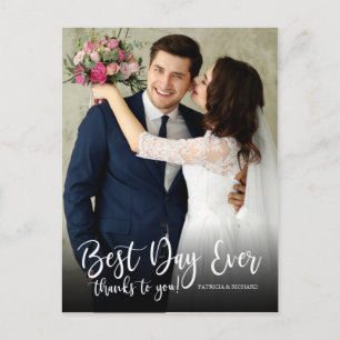 Carte Postale Meilleur jour jamais Élégant Mariage Remerciements