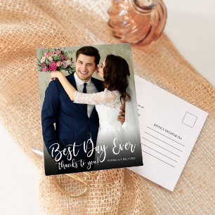 Carte Postale Meilleur jour jamais Élégant Mariage Remerciements