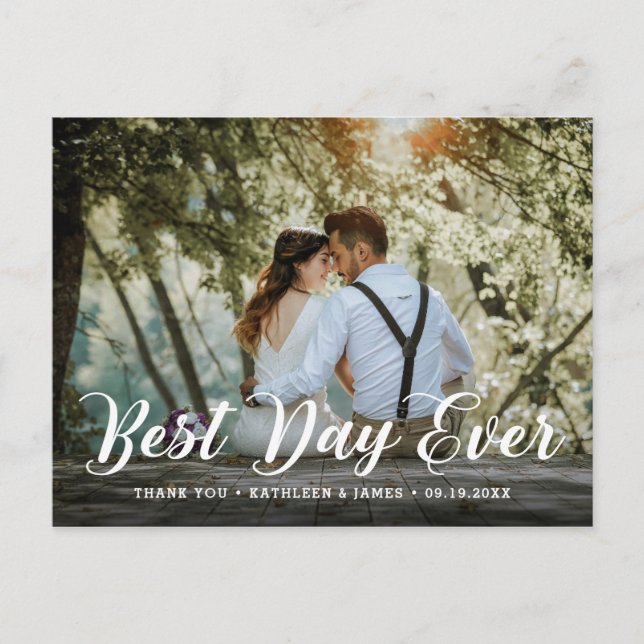 Carte Postale Meilleur jour jamais | Merci photo mariage (Devant)