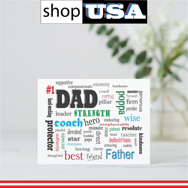 Carte Postale Meilleur Mari Word Cloud 💙 Cadeau romantique pour (Créateur téléchargé)