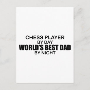 Carte Postale Meilleur papa du monde d'échecs par nuit