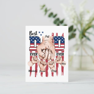 Carte Postale Meilleur papa jamais - Fist Bump USA Drapeau - 4 E