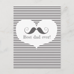 Carte Postale Meilleur papa ! Moustache & Gris - Fête des pères