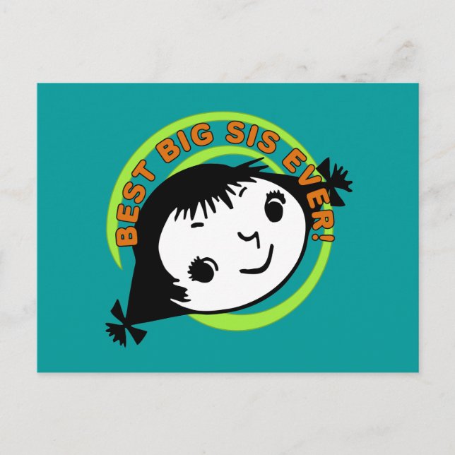 Carte Postale Meilleure grande sœur rétro (Devant)