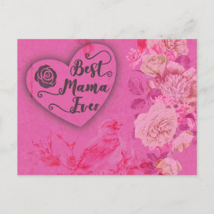 Carte Postale Meilleure Mama jamais rose Roses et fleurs florale