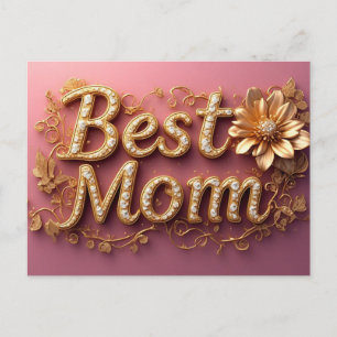 Carte Postale Meilleure Maman Lettre Dorée