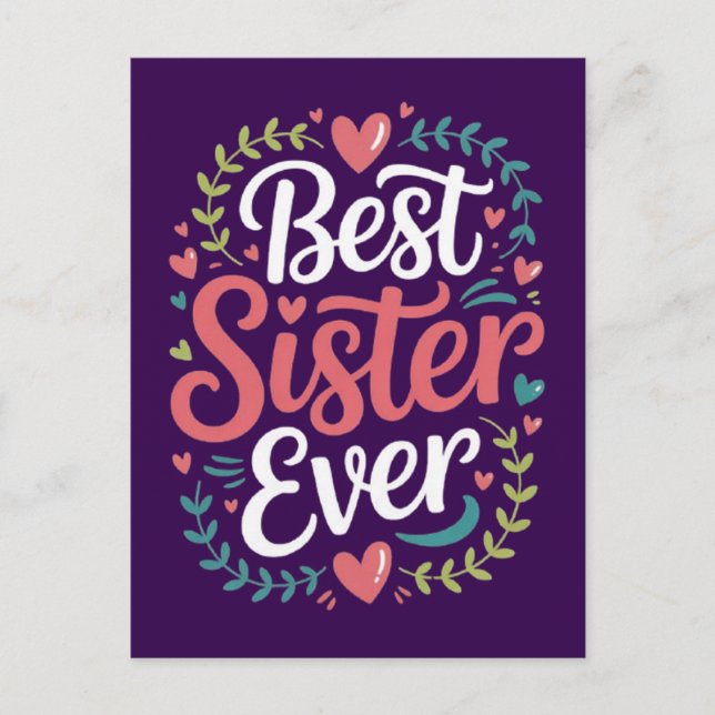 Carte Postale Meilleure Sœur de Tous les Temps (Devant)