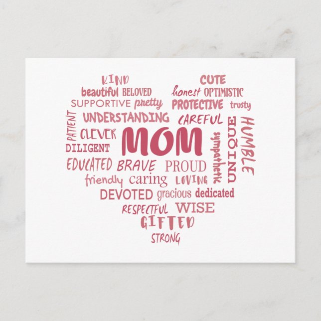 Carte Postale Meilleures qualités de mère et caractéristiques de (Devant)