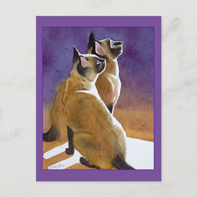 Carte Postale Meilleurs amis, chats siamois (Devant)