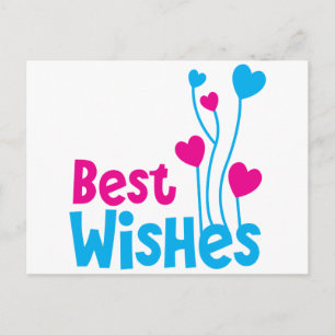 Carte Postale MEILLEURS SOUHAITS avec des ballons coeur d'amour