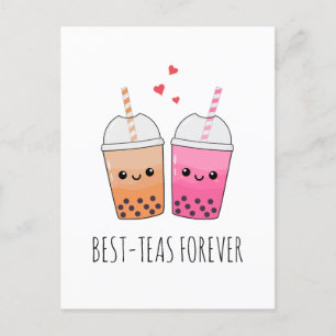 Carte Postale Meilleurs Thés Cute Kawaii Boba Tea Pun Aimer